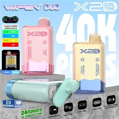 Deuawd Vapen 40000 Puffs Blasau Deuol